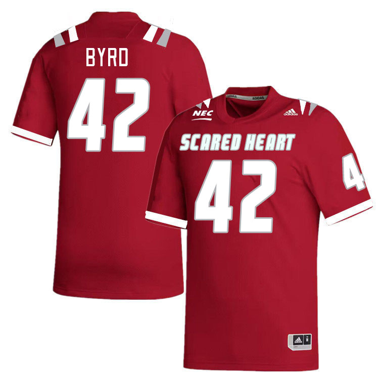 Men-Youth #42 DeAndre Byrd Scared Heart Pioneers 2023 College Football Jerseys Stitched-Red